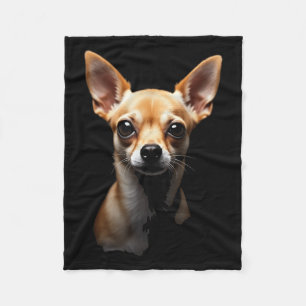 Black Chihuahua Dog Chihuahua Face  Fleece Blanket