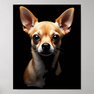 Black Chihuahua Dog Chihuahua Face Poster