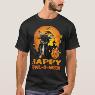 Black Chihuahua Dog Halloween Happy Howl O Ween T-Shirt