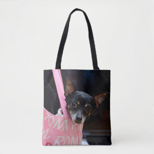 Black Chihuahua Going Shopping Tote Bag