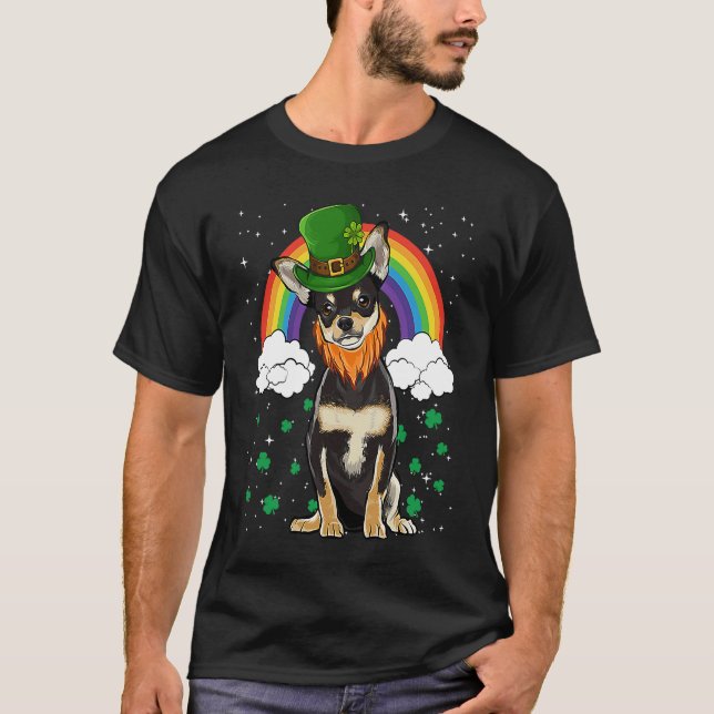 Black Chihuahua St Patricks Day Leprechaun T-Shirt (Front)