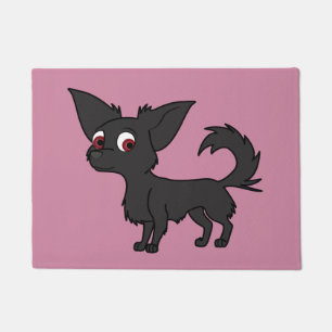 Black Chihuahua with Long Hair Doormat