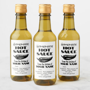  Black Chilli Pepper Homemade Hot Sauce Your Name Wine Label