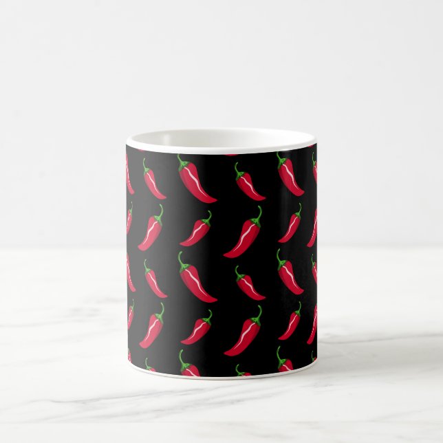 Black chilli peppers pattern coffee mug (Center)