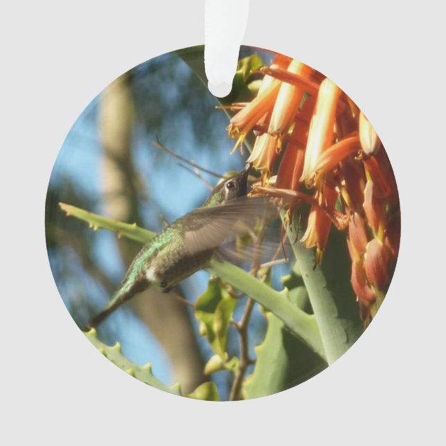 Black-Chinned Hummingbird in Flight Ornament (Front)