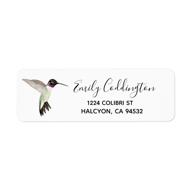 Black-chinned Hummingbird Return Address Label (Front)
