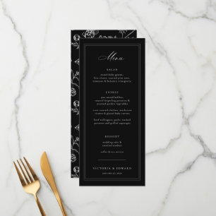 Black Chinoiserie Floral Wedding Menu