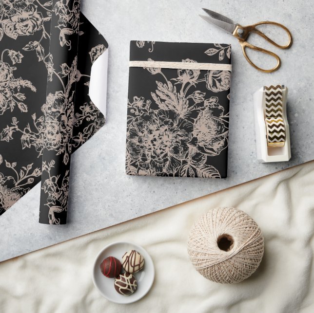 Black Chinoiserie Gift Wrapping Paper (Crafts)