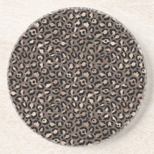 Black Chocolate Brown Bronze Leopard Print   Coaster