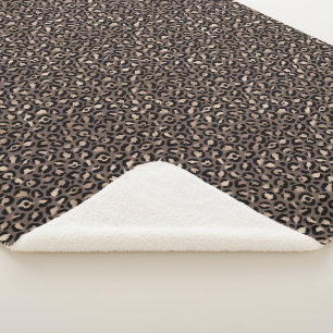 Black Chocolate Brown Bronze Leopard Print    Sherpa Blanket