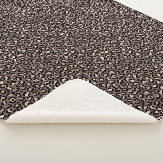 Black Chocolate Brown Bronze Leopard Print    Sherpa Blanket (3/4)