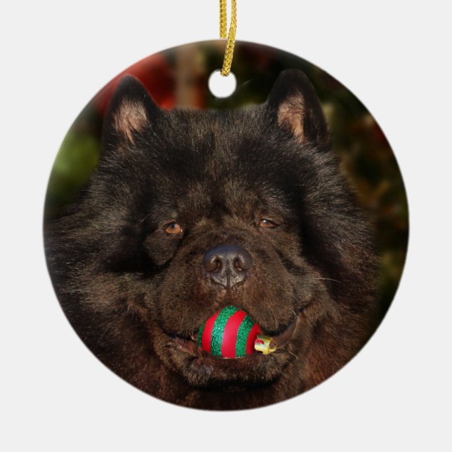 Black Chow Christmas Ceramic Tree Decoration (Front)