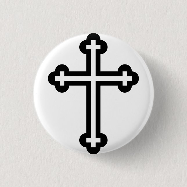 Black Christian cross 3 Cm Round Badge (Front)