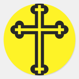 Black Christian cross Classic Round Sticker