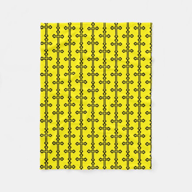 Black Christian cross Fleece Blanket (Front)