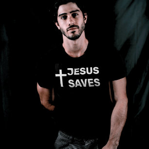 Black Christian Cross Jesus Saves  T-Shirt