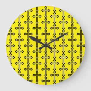 Black Christian cross Large Clock