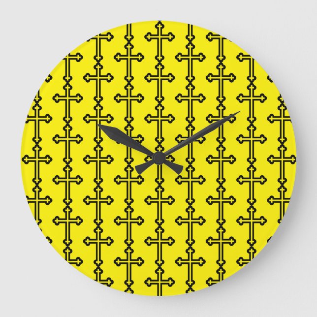Black Christian cross Large Clock (Front)