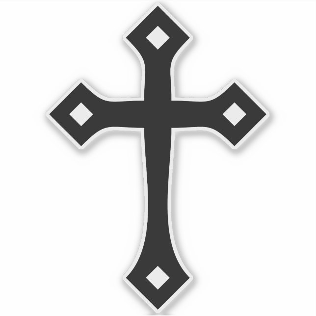 Black Christian Cross Minimal Kiss-Cut Vinyl (Front)