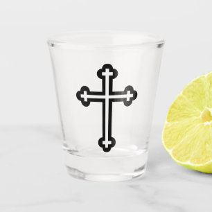 Black Christian cross Shot Glass