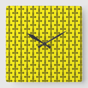 Black Christian cross Square Wall Clock