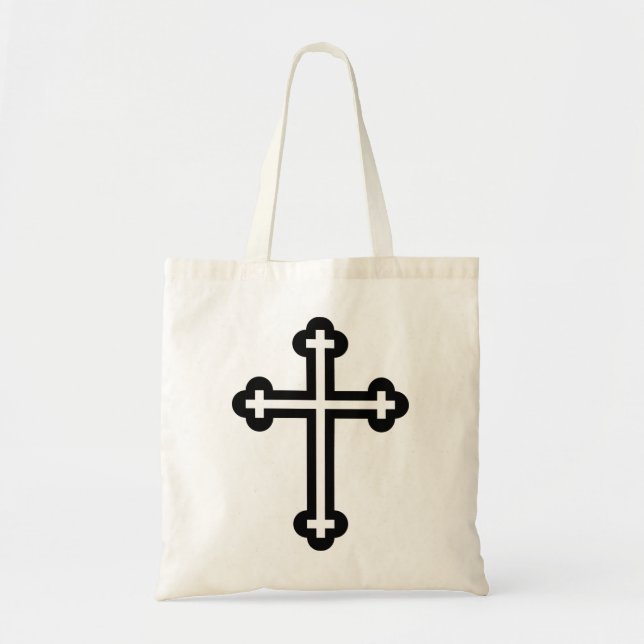 Black Christian cross Tote Bag (Front)