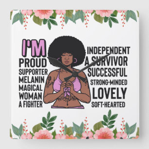 Black Christian Woman Melanin Women Pray Square Wall Clock