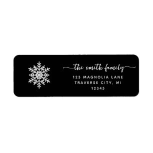 Black Christma Snow flake Return address Label