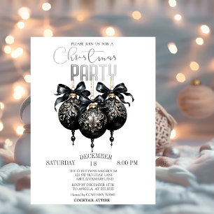 Black Christmas Ball,Buffalo Plaid Christmas Invitation