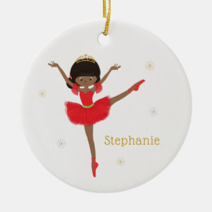 Black Christmas Ballerina Ceramic Ornament