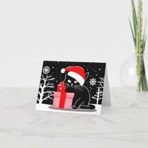 Black Christmas Cat Holiday Card