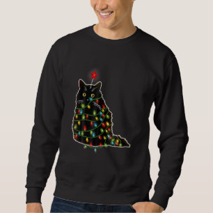 Black Christmas Cat Ree Lights  Cat  Costume Ee Sweatshirt