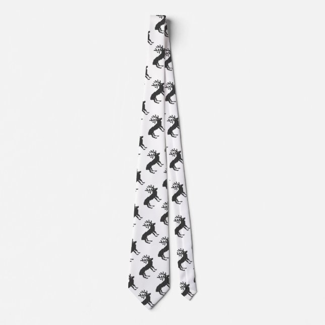 Black Christmas Deer pattern Tie (Front)