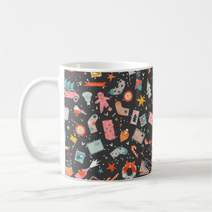 Black Christmas elements ornate pattern. Seamless Coffee Mug