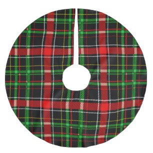 Black Christmas Flannel Plaid Tartan Design Brushed Polyester Tree Skirt