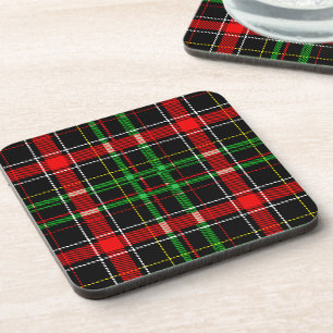 Black Christmas Flannel Plaid Tartan Design Coaster