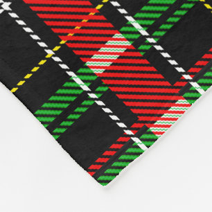 Black Christmas Flannel Plaid Tartan Design Fleece Blanket