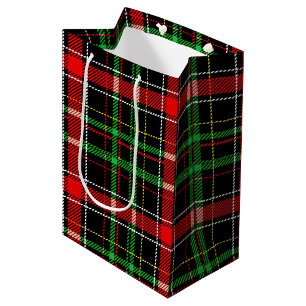 Black Christmas Flannel Plaid Tartan Design Medium Gift Bag