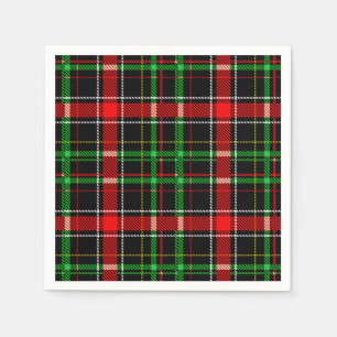 Black Christmas Flannel Plaid Tartan Design Napkin