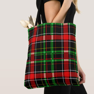 Black Christmas Flannel Plaid Tartan Design Tote Bag