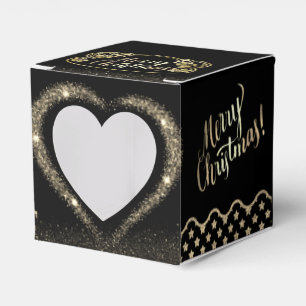 Black Christmas Gift Box with Gold