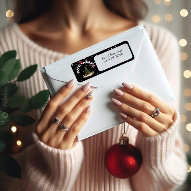 Black Christmas Graffiti Return Address Label (Creator Uploaded)