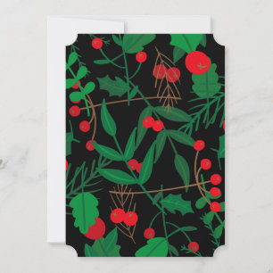 black christmas holly invitation
