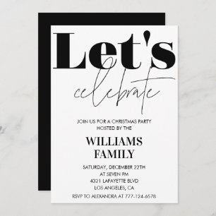 Black Christmas Party  Let's celebrate Invitation