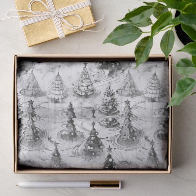 Black Christmas Pattern#3 ID1009 Tissue Paper (Gift)
