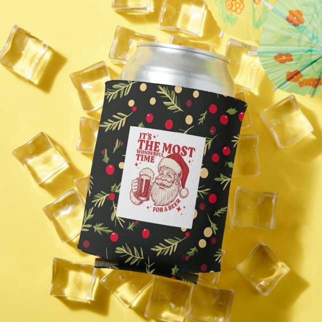 Black Christmas patterns Can Cooler (In Situ Summer)