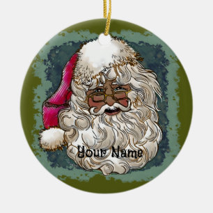 Black Christmas Santa Ceramic Ornament
