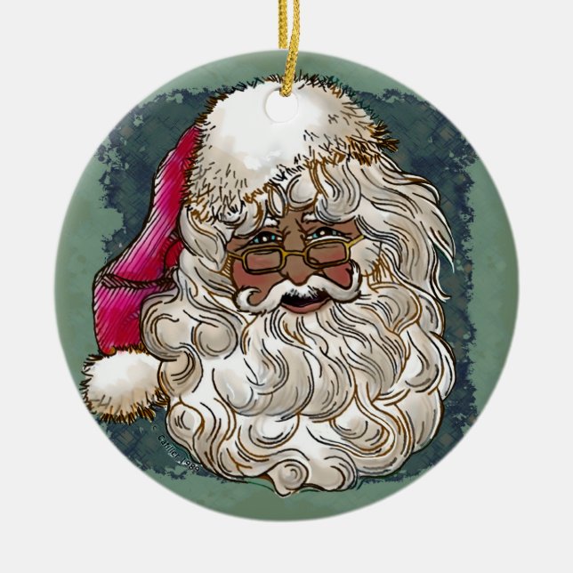 Black Christmas Santa custom ornaments (Front)