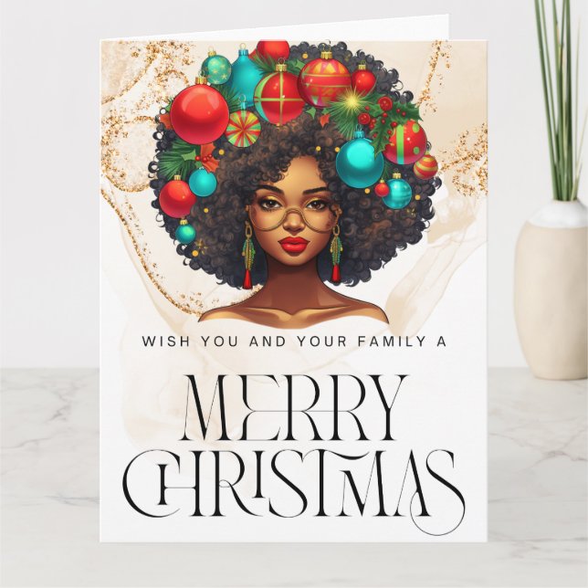 Black Christmas Sista Melanin Queen Women Xmas  Card (Front)