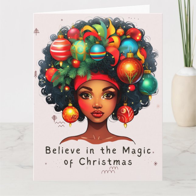 Black Christmas Sista Melanin Queen Women Xmas  Card (Front)